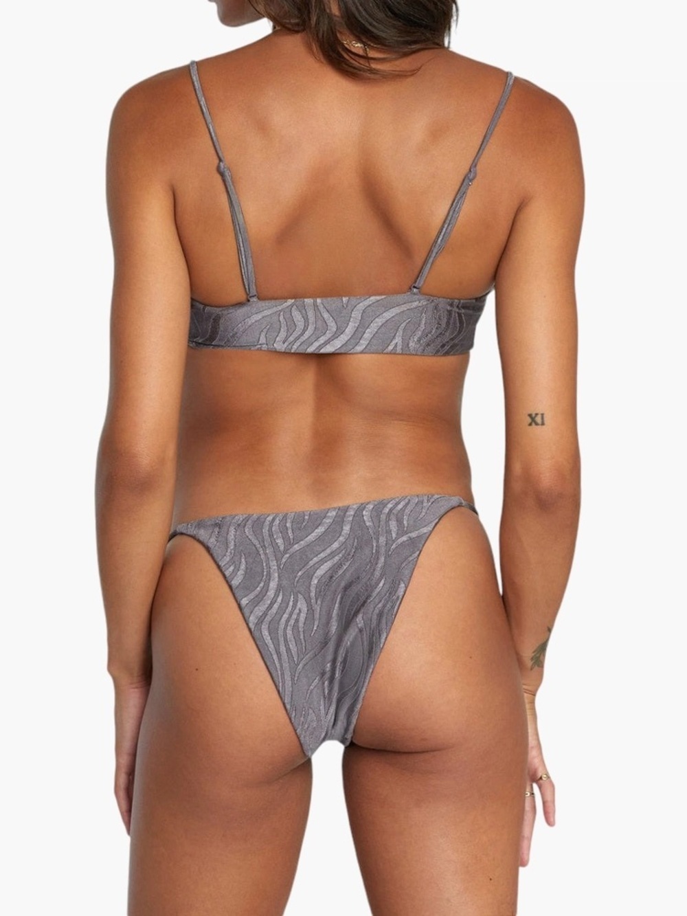 RVCA Gray Shimmer Tiger Stripe Women's Bikini Set - S/M